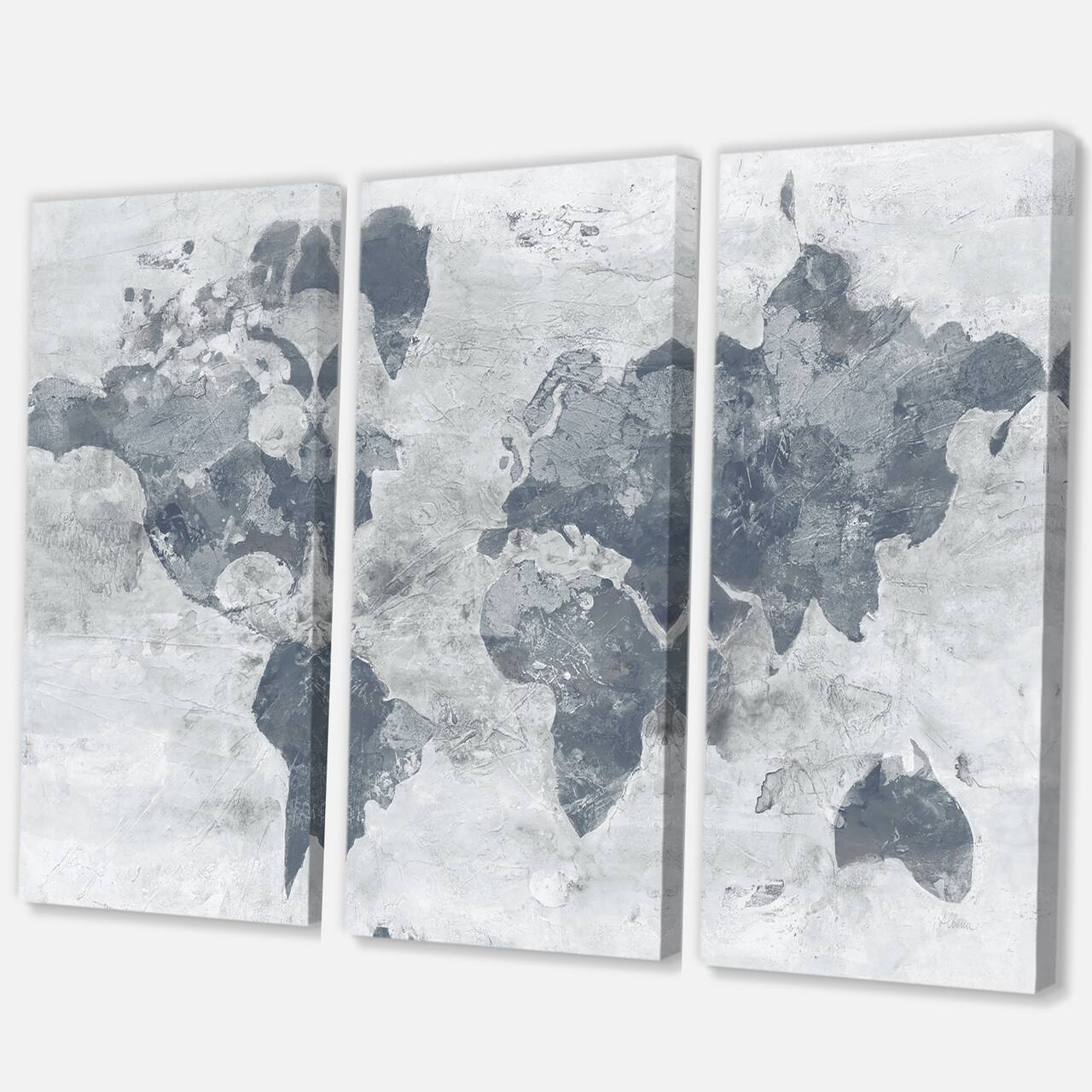 Designart - Golden Grey World Neutral - Traditional Canvas Art